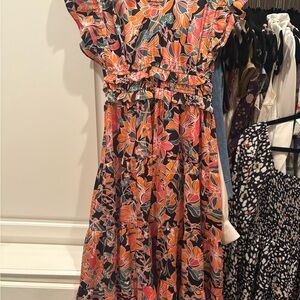 THML Vibrant Floral Maxi Dress - Black and Orange